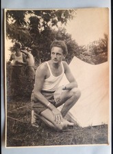 Photo ancienne 50's – Tirage baryté 18x24 – Camping vacances - Mode - Gay (?) 