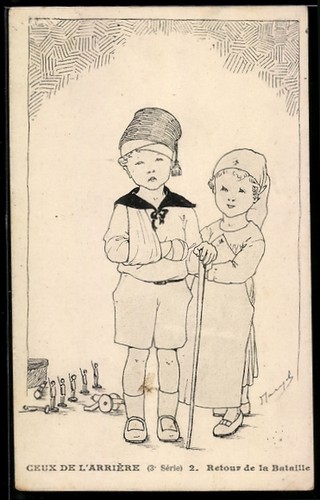 Carte postale garçon blessé