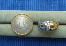 B26C Neuf Bague Plaqué Or Signée 2 Tons Strass Diamant Design Lot Bijou 