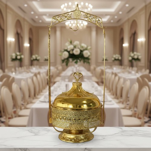 Chafing dish doré - dish, couvercle