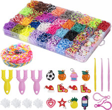Kit Loom Bands 2500 Élastiques Couleurs Pendentifs Perles Boîte Enfant