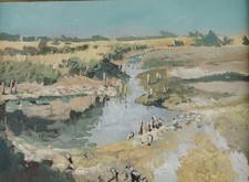 Belle Et Grande Peinture De Jean ABADIE Jolie Paysage De Marais 