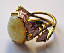 bague magnifique couleur or grande Taille 64 résine opale d'Australie émaux