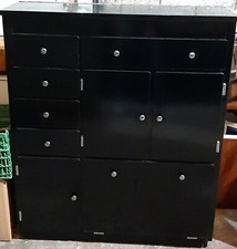 MEUBLE VINTAGE en FORMICA NOIR - ETAT NEUF - 101 X 121 X 35 cm - Miroir -