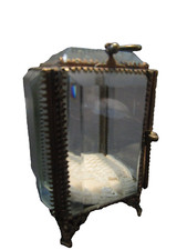 Ancienne boîte à bijoux petite vitrine montre gousset Napoleon 3 verre biseauté