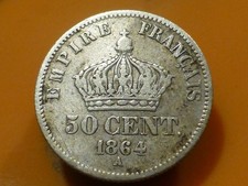 50 CENTS (ARGENT) - NAPOLEON III - 1864 A - RECHERCHEE & QUALITE TB+ !