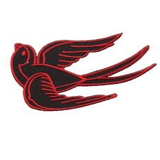 Patch Ecusson - Hirondelle - noir-rouge tête gauche 