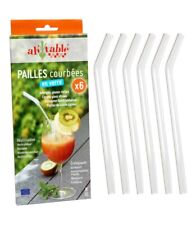 ah'table Paille courbées en verre x6 réutilisables écologiques avec goupillon