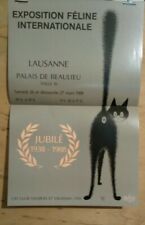 Affiche DUBOUT exposition féline Lausanne 1988  32 x49cm TBE Chat plié en 2