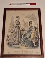 GRAVURE ANCIENNE DE MODE SOUS CADRE "Modes de Paris 3908" French Antique prints