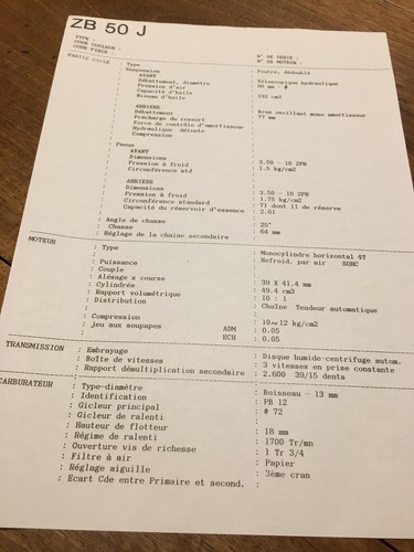Honda zb50 fiche - honda, j
