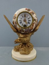 ART NOUVEAU RARE HORLOGE : PENDULE BOULANGÈRE CHARDONS + SCULPTURE AIGLE BRONZE