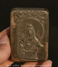 2.4" Old Chinese Copper Marked Kwan-yin Guan Yin Goddess Jewelry Storage Box