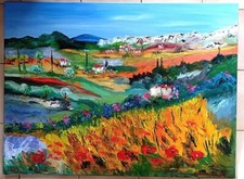 LES DENTELLES DE MONTMIRAIL GIGONDAS TABLEAU PEINTURE PARIS JUMEAUX JEAN PIERRE