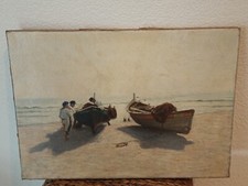 tableau peinture orientaliste Marine pêcheurs Alger 1891 Eugène Bertrand 