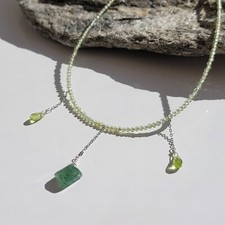 collier pendentif argent pierre précieuse péridot quartz vert