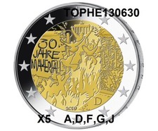 ALLEMAGNE 2 EURO COMMÉMORATIVE 2019 "MUR DE BERLIN" 5 ATELIERS A D F G J