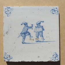 AUTHENTIC ANTIQUE 18th CENTURY HAND PAINTED DUTCH DELFT TILE ( #8 )