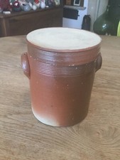 Ancien et joli pot à graisse ou sel… en grès vernissé,  avec son couvercle