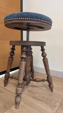 Tabouret ancien Napoléon III en bois massif – Hauteur réglable