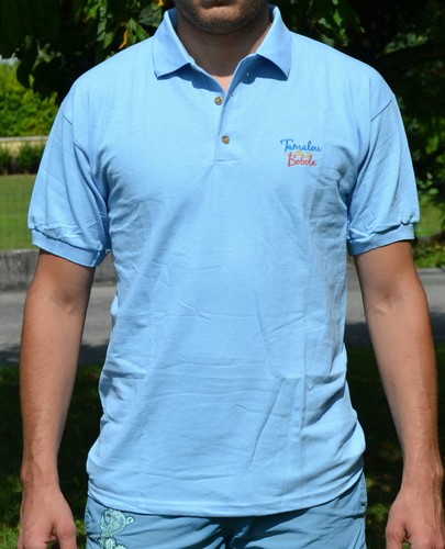 Polo bleu ciel - ciel, brodé