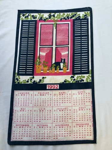 Torchon calendrier 1992 tissu - 1992,