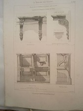 Planche gravure mobilier d'église  Chapelle St Denis console / stalles des coeur