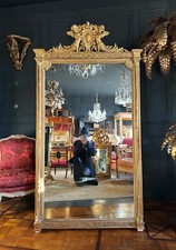 Miroir De Cheminée D’époque Napoléon III En Bois Doré à Décor De Putti - XIXe