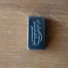 Ancien tampon sceau matrice métal ancien imprimerie monogramme double face AO PP