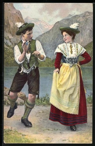 Carte postale schuhplattler - carte,