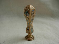 ANTIQUE FRENCH ENAMELED GILDED BRONZE WAX SEAL,LATE 19th CENTURY.