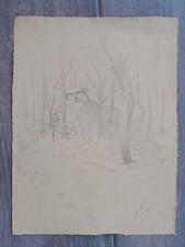 beau dessin original  19ème Dolmen Menhir forêt bretonne morbihan bretagne