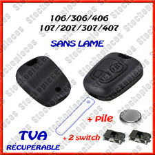 COQUE PLIP CLE TELECOMMANDE compatible PEUGEOT 307 307SW 307CC + 2 Switch + Pile