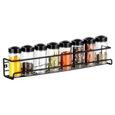 Étagère murale épices Porte-épices avec bocaux à épices 9 pcs