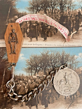Ancien porte-clé de Conscrit CERCUEIL mètre de couturière & médaille St Georges