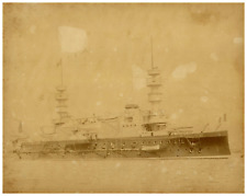 Marine Française, Cuirassé, Charles-Martel vintage albumen print Tirage albumi