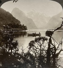 NOUVELLE-ZELANDE Détroit Milford Pembroke 1905 Photo Stereo Vintage 