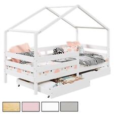 Lit cabane 90x190 cm avec 2 tiroirs et barrières de protection en pin