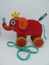 GRAND JOUET A TIRER EN BOIS .ELEPHANT