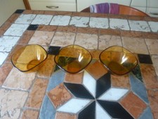Lot de 3 ramequins coupelles  carré verre  Vereco Vintage