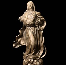 Exceptionnel Benitier En Argent Massif  & Sainte Vierge & Anges 