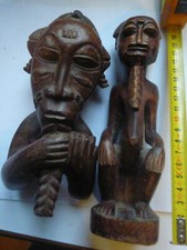 2 statues baoulé Côte d'Ivoire 17 et 19 cm