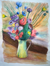 BOUQUET FLEURS Vase AQUARELLE