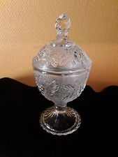 Sucrier, drageoir ancien, verre épais, moulé