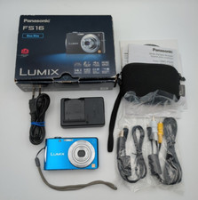 Panasonic Lumix DMC-FS16 14,1MP Digital Compact Camera Blue, Charger, Case, READ