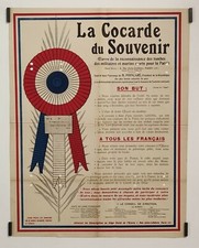 La cocarde du souvenir 1915 Affiche Originale Militaire 14-18