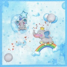 Serviettes en papier bébé garçon naissance ciel. Paper napkins baby birth boy