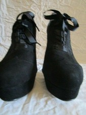 ESCARPINS A PLATEFORME - PLATEFORM HEELS - OFFICE - NOIR - DAIM ET DENTELLE - 43