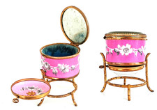 Rare BOITE A BIJOUX / BAGUIER Porcelaine Bronze Façon Bambou Napoléon III XIXème