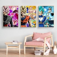 Toile dragon ball  Affiche En cotton  tableau sans cadre Black goku Vegeta Trunk